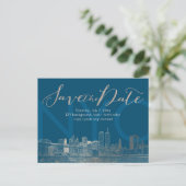 PixDezines/Opslagdatum/Faux Silver/NYC Twin Tower Aankondigingskaart (Staand voorkant)