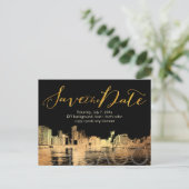 PixDezines/Opslagdatum/Gold/Chicago Lakeshore Aankondigingskaart (Staand voorkant)