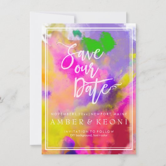 PixDezines Opslagdatum/Kleurenloop/Regenboog Save The Date (Voorkant)