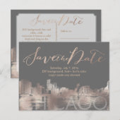 PixDezines/Opslagdatum/Roos Gold/Chicago Lakeshore Aankondigingskaart (Voorkant / Achterkant)