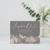 PixDezines/Opslagdatum/Roos Gold/Chicago Lakeshore Aankondigingskaart (Staand voorkant)