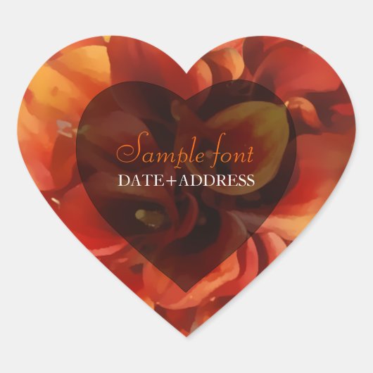 PixDezines oranje calla/diy achtergrondkleur Hart Sticker (Voorkant)