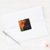 PixDezines oranje calla/diy achtergrondkleur Vierkante Sticker (Envelop)