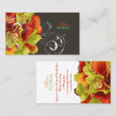 PixDezines oranje calla lelies/groene orchideeën Visitekaartje (Voorkant / Achterkant)