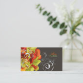 PixDezines oranje calla lelies/groene orchideeën Visitekaartje (Staand voorkant)