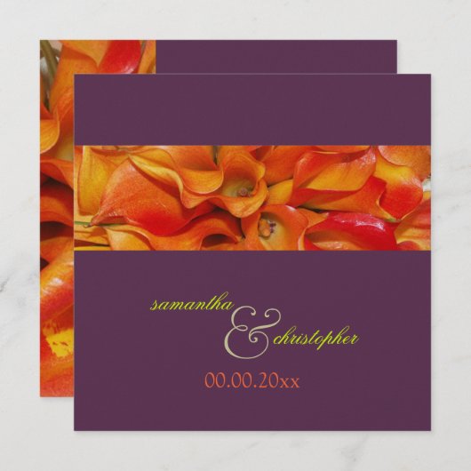 PixDezines ORANJE CALLA LILY/LUXE PEARL PAPIER Kaart (Voorkant / Achterkant)