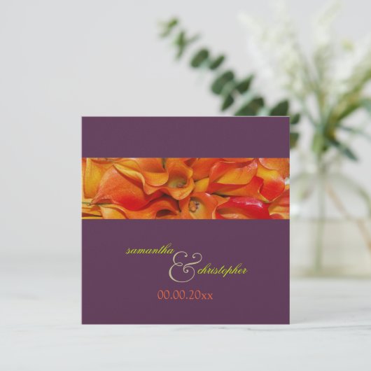 PixDezines ORANJE CALLA LILY/LUXE PEARL PAPIER Kaart (Staand voorkant)