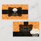 PixDezines oranje chocolade cupcake/pâtisserie/dij Visitekaartje (Voorkant / Achterkant)