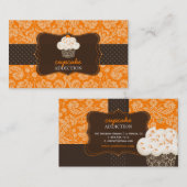 PixDezines oranje chocolade cupcake/pâtisserie Visitekaartje (Voorkant / Achterkant)