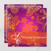 PixDezines oranje florale kant/diy fonts+event Kaart (Voorkant / Achterkant)