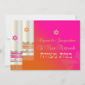 PixDezines Oranje/Roze Tallits B'not mitzvah kleur Kaart (Achterkant)