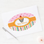 PixDezines oranje wervelingen cupcake/DIY kleur Ovale Sticker (Envelop)