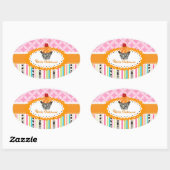 PixDezines oranje wervelingen cupcake/DIY kleur Ovale Sticker (Vel)