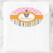 PixDezines oranje wervelingen cupcake/DIY kleur Ovale Sticker (Tas)