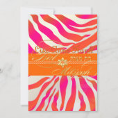 PixDezines Oranje Zebra, Bat Mitzvah Kaart (Voorkant)