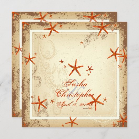 PixDezines oranje zeestervis Kaart (Voorkant / Achterkant)