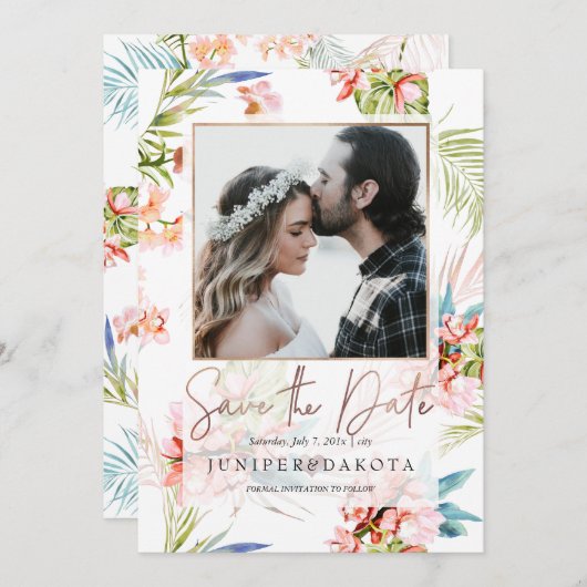 PixDezines Orchid Isle, Peach Orchid+Palms Kaart (Voorkant / Achterkant)