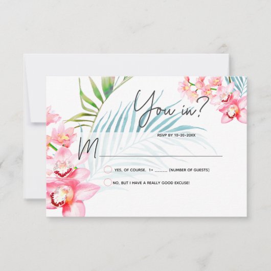 PixDezines Orchid Isle RSVP Kaartje (Voorkant)