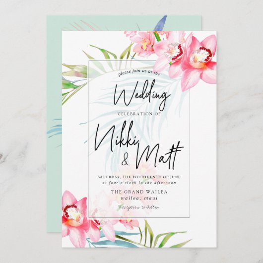 PixDezines Orchid Isle, Tropisch huwelijk Kaart (Voorkant / Achterkant)