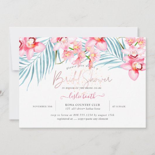 PixDezines Orchid Isle, Tropisch Vrijgezellenfeest Kaart (Voorkant)