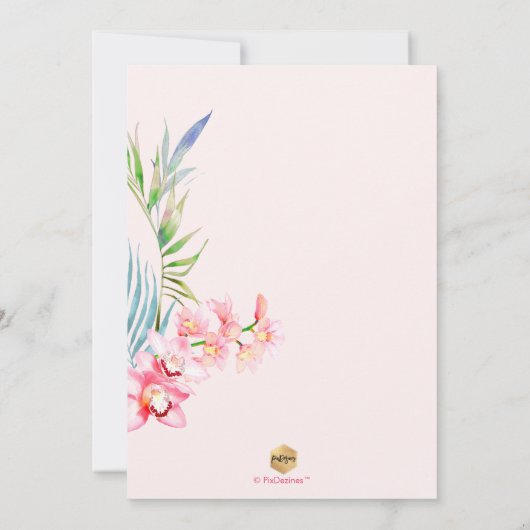 PixDezines Orchid Isle, Tropisch Vrijgezellenfeest Kaart (Achterkant)