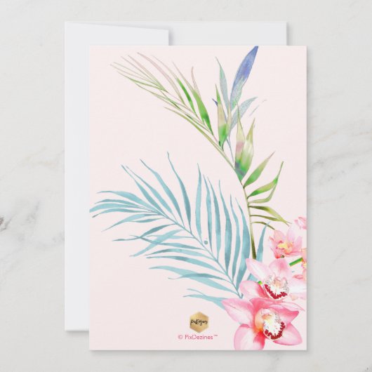 PixDezines Orchid Isle, Tropische Bridal Brunch Kaart (Achterkant)