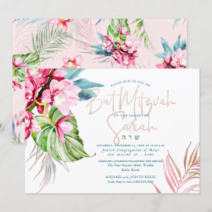 PixDezines Orchid Isle, Watercolor Bar Mitswa Kaart