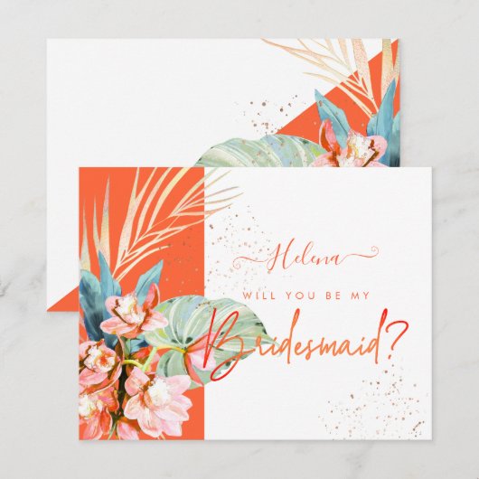 PixDezines Orchid Isle wil je ... Bridesmaid Kaart (Voorkant / Achterkant)