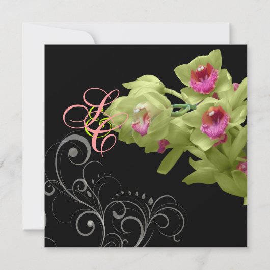 PixDezines Orchid+Ornamental Flourish+diy kleuren Kaart (Voorkant)
