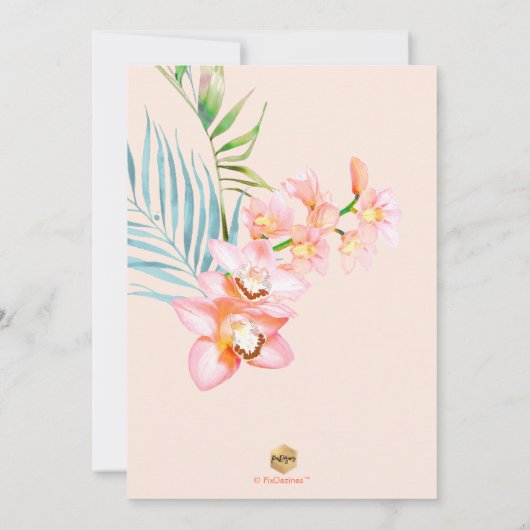 PixDezines Orchidee Eiland, Bruidsbrunch Oranje Kaart (Achterkant)