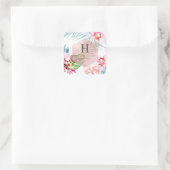 PixDezines Orchidee Isle, Roze Orchid+Palms Vierkante Sticker (Tas)