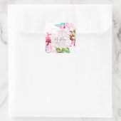 PixDezines Orchidee Isle, Roze Orchid+Ti bladeren Vierkante Sticker (Tas)