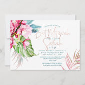 PixDezines Orchidee Isle, Waterverf Bat Mitzvah Kaart (Voorkant)