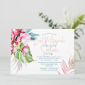 PixDezines Orchidee Isle, Waterverf Bat Mitzvah Kaart (Staand voorkant)