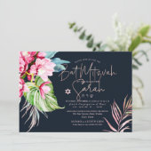 PixDezines Orchidee Isle, Waterverf Bat Mitzvah Kaart (Staand voorkant)