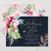 PixDezines Orchidee Isle, Waterverf Bat Mitzvah Kaart (Voorkant / Achterkant)