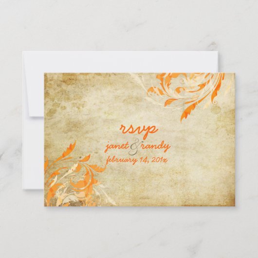 PixDezines Ornamental Leaves+Swirls RSVP Kaartje (Voorkant)