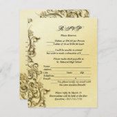 PixDezines Ornamental Rustic Gold Swirls Aankondiging (Voorkant / Achterkant)