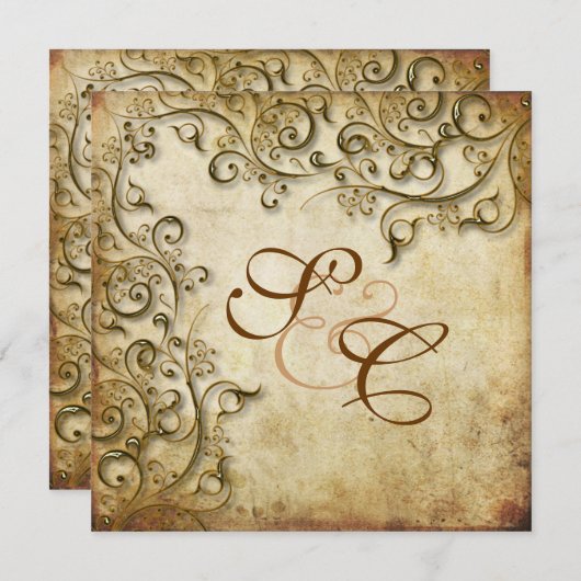 PixDezines ORNAMENTAL RUSTIC GOLD SWIRLS/LUXEpaper Kaart (Voorkant / Achterkant)