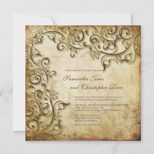 PixDezines ORNAMENTAL RUSTIC GOLD SWIRLS/LUXEpaper Kaart (Achterkant)