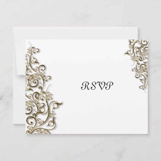 PixDezines Ornamental Rustic Gold Swirls RSVP Kaartje (Voorkant)