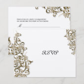 PixDezines Ornamental Rustic Gold Swirls RSVP Kaartje (Voorkant / Achterkant)