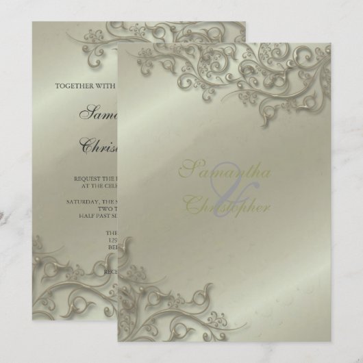 PixDezines Ornamental Rustic Silver Swirls Kaart (Voorkant / Achterkant)