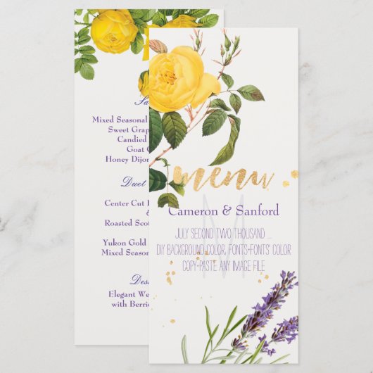 PixDezines Oude Rozen/Lavendel/Menu Menu (Voorkant / Achterkant)