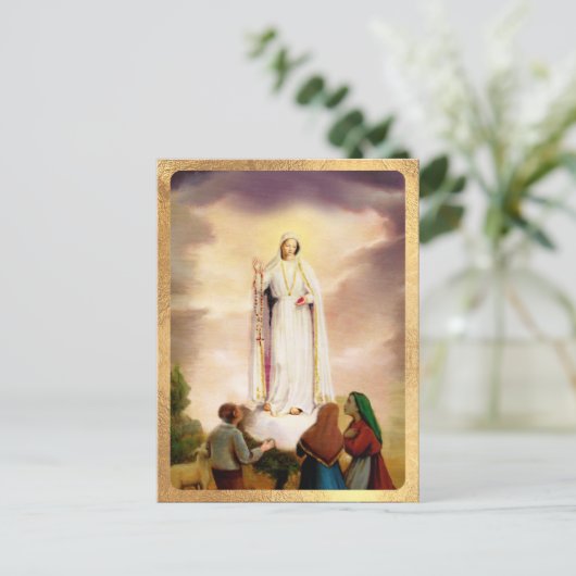 PixDezines Our Lady of Fatima Briefkaart (Staand voorkant)