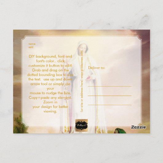PixDezines Our Lady of Fatima Briefkaart (Achterkant)