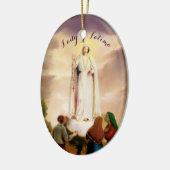 PixDezines Our Lady of Fatima, tekst  Keramisch Ornament (Links)