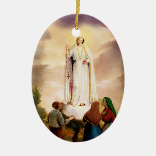PixDezines Our Lady of Fatima, tekst  Keramisch Ornament (Voorkant)