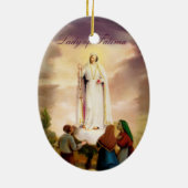 PixDezines Our Lady of Fatima, tekst  Keramisch Ornament (Achterkant)
