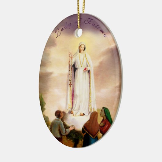 PixDezines Our Lady of Fatima, Text  C Keramisch Ornament (Links)
